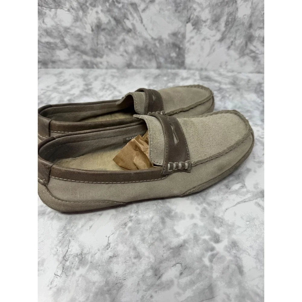 UGG Australia‎ Mens Penny Loafer Slippers Tan Suede Leather Trim Size 9 Sample